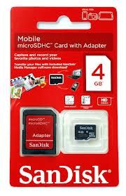 Cartão de memória Sandisk Micro SD 4Gb + Adaptador SD