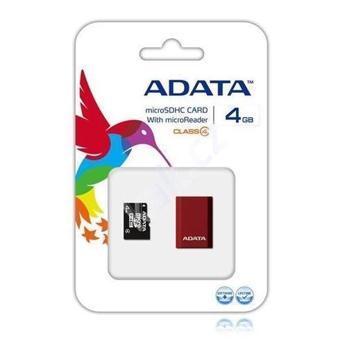 CARTAO DE MEMORIA ADATA MICRO SD 4GB CLASSE 4 + LEITOR USB