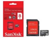 Cartão de Memória Micro-SDHC 8GB - c/ Adaptador SD - Sandisk